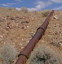 Inverted siphon pipe running from Marlette Lake to Virginia city.  Provides water to Virginia City even to this day.