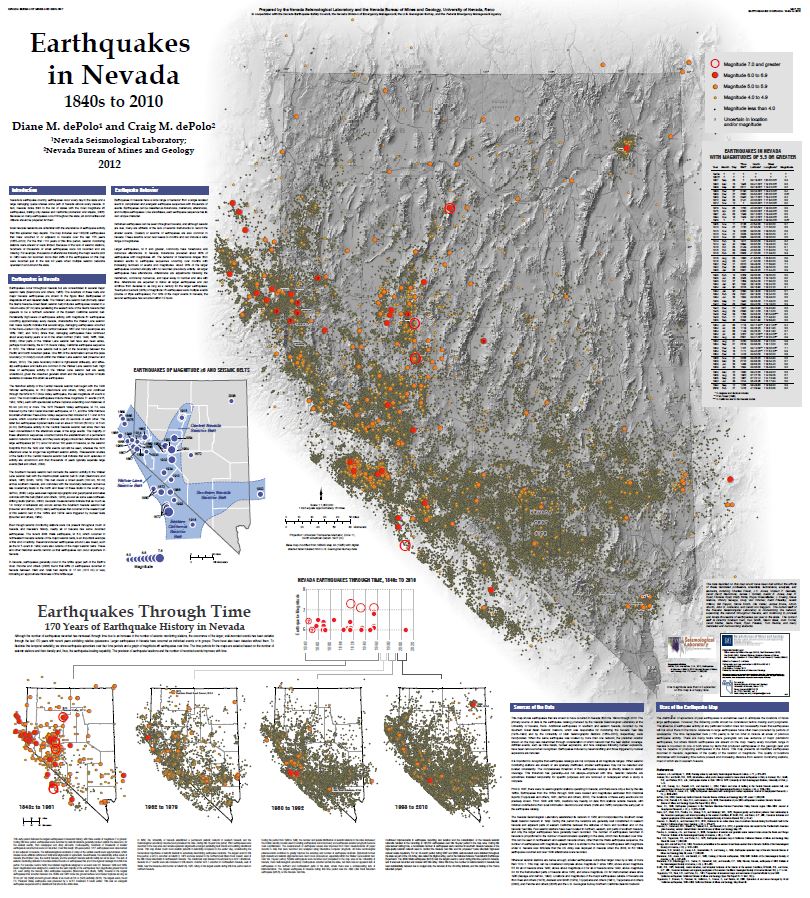 Earthquakes in Nevada 1840s to 2010