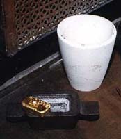 Small gold bar refined by the fire assay method